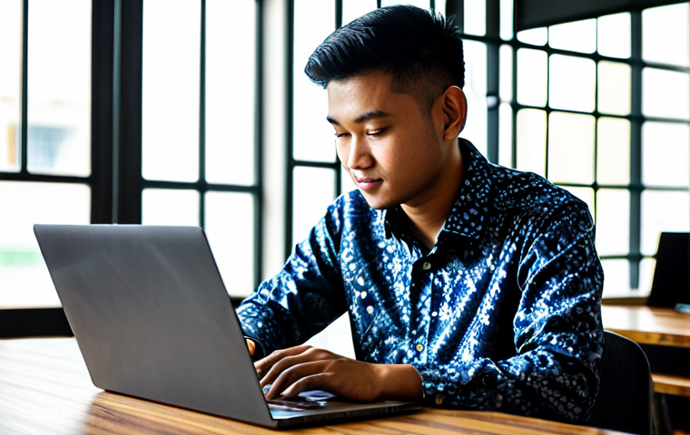 **
A young Malaysian entrepreneur in a modern, fully clothed batik shirt, working on a laptop at a co-working space in Kuala Lumpur, appropriate attire, safe for work, perfect anatomy, natural proportions, professional photography, high quality, modest. Sunlight streams through the large windows.
**