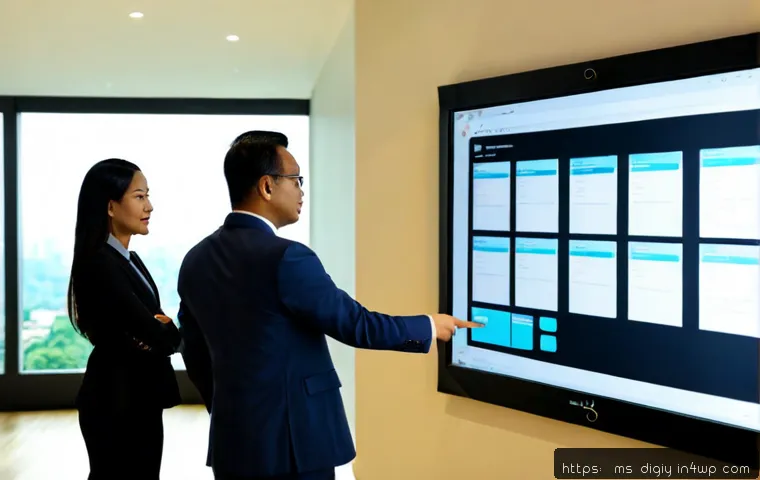Home 17 디지털 물리적 공간 통합에서의 리더십 역할 - Photorealistic Malaysian business leader guiding a diverse team through a modern smart workplace in ...